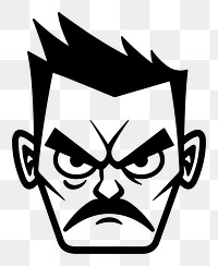 Angry man png character line art, transparent background