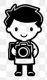 Photographer png character line art, transparent background