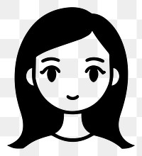 Woman png character line art, transparent background