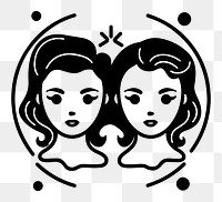 Gemini png zodiac sign line art, transparent background