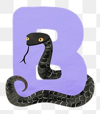 PNG purple letter B with animal character, transparent background