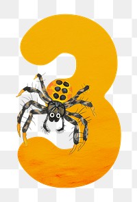 Number 3 png animal character illustration, transparent background