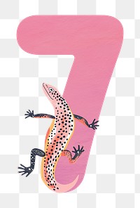 Number 7 png animal character illustration, transparent background