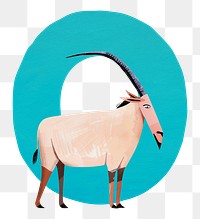 PNG blue letter O with animal character, transparent background