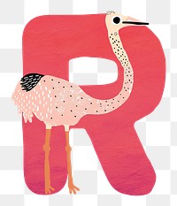 PNG pink letter R with animal character, transparent background