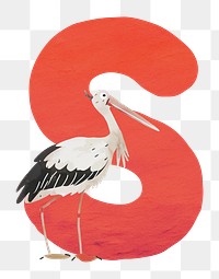 PNG red letter S with animal character, transparent background