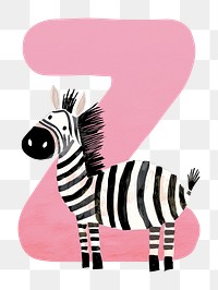 PNG pink letter Z with animal character, transparent background