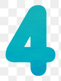 Number 4 png in blue illustration, transparent background