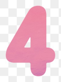 Number 4 png in pink illustration, transparent background