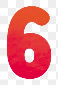 Number 6 png in red, transparent background