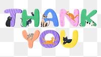 Thank you png cute word, transparent background