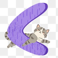 PNG purple less than with cat character, transparent background
