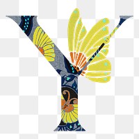 Letter Y PNG in Seguy Papillons art alphabet illustration, transparent background