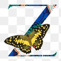 Letter Z PNG in Seguy Papillons art alphabet illustration, transparent background