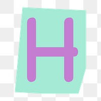 Letter H png papercut alphabet illustration, transparent background