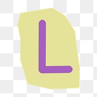Letter L png papercut alphabet illustration, transparent background