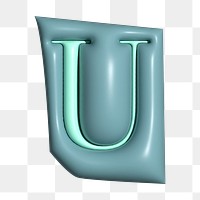 Letter U png in 3D alphabets illustration