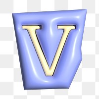 Letter V png in 3D alphabets illustration