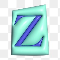 Letter Z png in 3D alphabets illustration