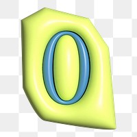 Number 0 png  3D alphabets illustration, transparent background