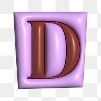 Letter D png in 3D alphabets illustration