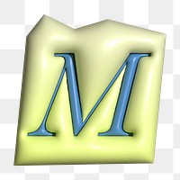 Letter M png in 3D alphabets illustration