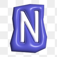 Letter N png in 3D alphabets illustration