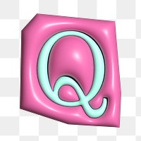 Letter Q png in 3D alphabets illustration