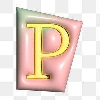 Letter P png in 3D alphabets illustration