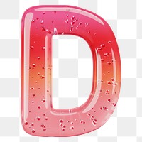 Letter D png 3D red jelly alphabet, transparent background