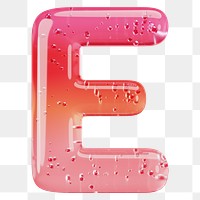 Letter E png 3D red jelly alphabet, transparent background