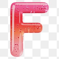 Letter F png 3D red jelly alphabet, transparent background