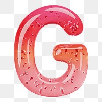 Letter G png 3D red jelly alphabet, transparent background