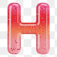 Letter H png 3D red jelly alphabet, transparent background