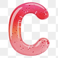 Letter C png 3D red jelly alphabet, transparent background