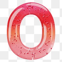 Letter O png 3D red jelly alphabet, transparent background