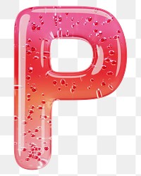 Letter P png 3D red jelly alphabet, transparent background