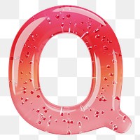 Letter Q png 3D red jelly alphabet, transparent background