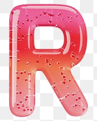 Letter R png 3D red jelly alphabet, transparent background