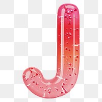 Letter J png 3D red jelly alphabet, transparent background