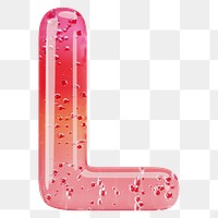 Letter L png 3D red jelly alphabet, transparent background