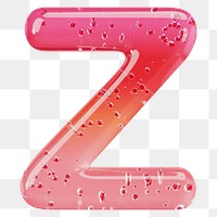 Letter Z png 3D red jelly alphabet, transparent background