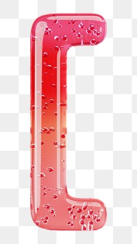Square bracket sign png 3D red jelly symbol, transparent background