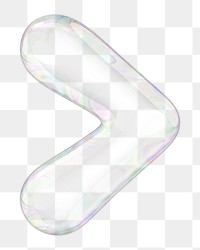 Greater than png 3D iridescent symbol, transparent background