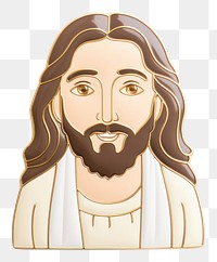 PNG Brooch of cute jesus photography illustrated portrait.