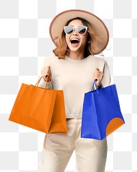 PNG Happy woman enjoy shopping, transparent background