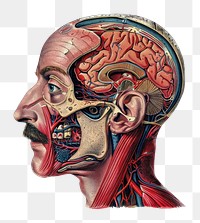 PNG Old illustration human head photography portrait collage.