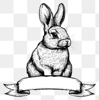 PNG  Ribbon with rabbit art illustrated kangaroo.
