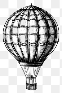 PNG  Hot air balloon tattoo flash illustration transportation aircraft vehicle.