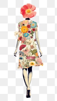 PNG Flower Collage woman walking pattern footwear fashion